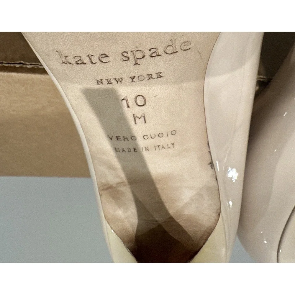 Kate Spade Size 10 Linden Patent Leather High Pump Nude Made in Italy **READ**